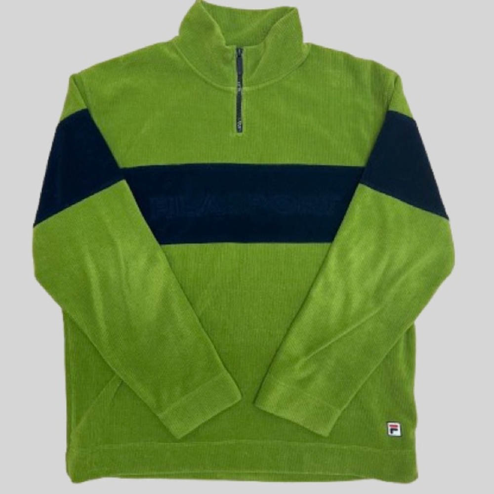Fila Sport Green and Navy Zip-Up Sweater